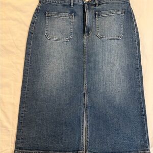 LOFT Outlet Blue Denim Midi Skirt